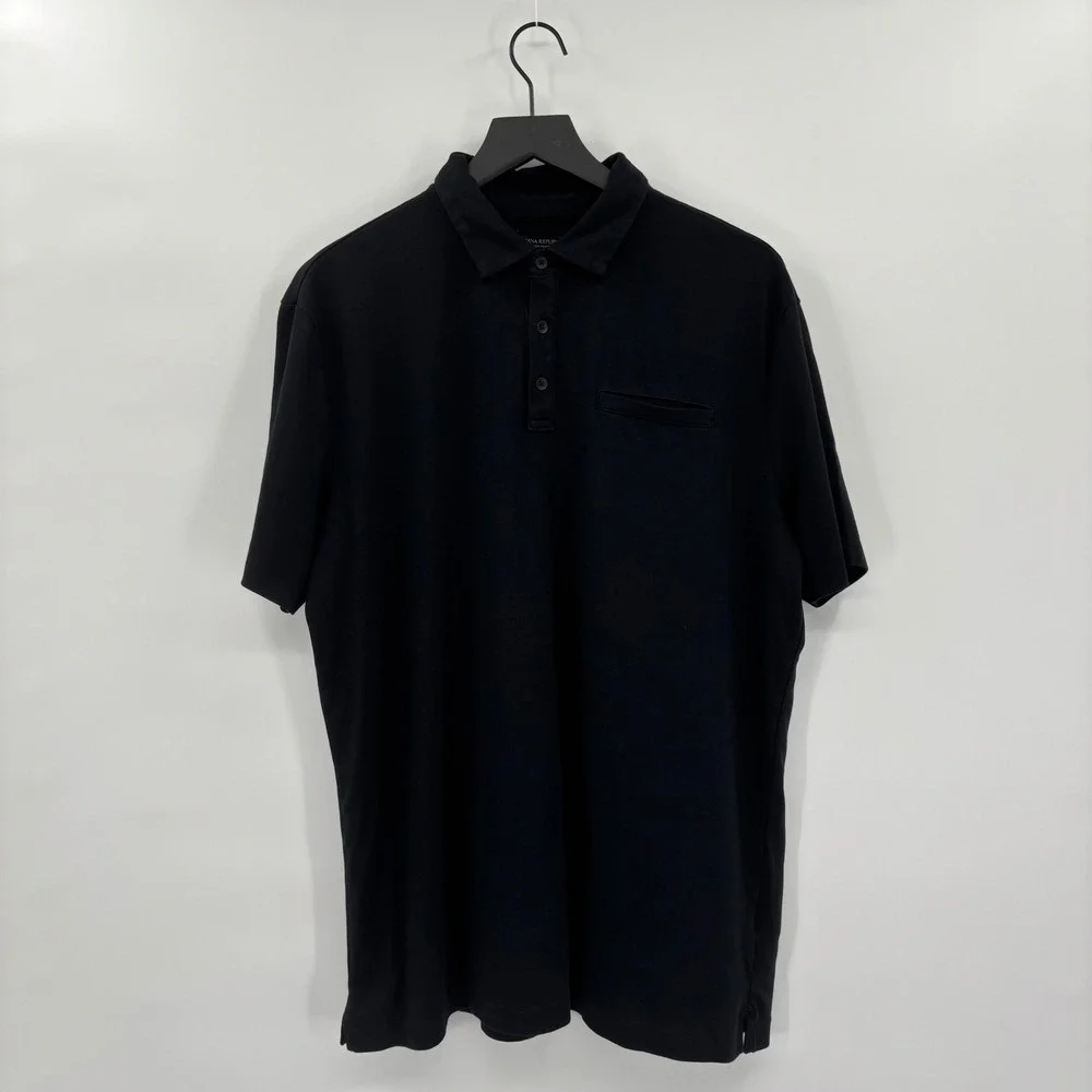 Banana Republic Luxury Touch Performance Polo Shirt Mens XL Tall‎ Black Pocket